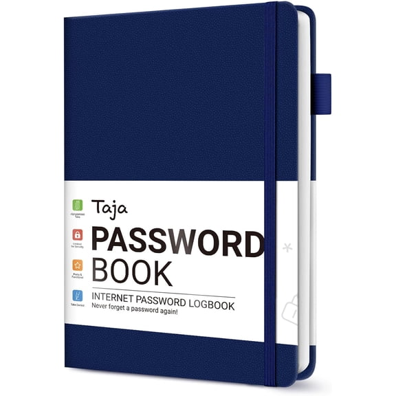 Password Keeper Book with Alphabetical Tabs, Small Password Books for Seniors, Password Notebook for Internet Website Address Log in Detail, Password Logbook to Help You Stay Organized - Cobalt