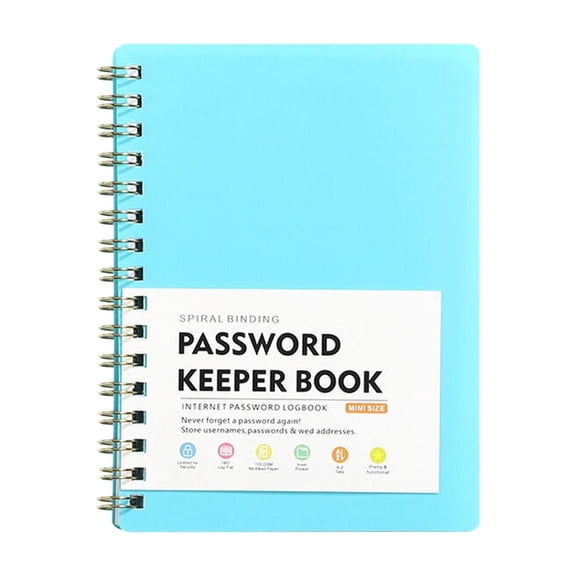 Password Keeper Book Internet Password Logbook, Password Book with Individual Alphabetical Tabs, Multi-Use Mini Spiral Password Notebook for Home Office & Website Address Login,1Pc(Blue,5.7x4.3")