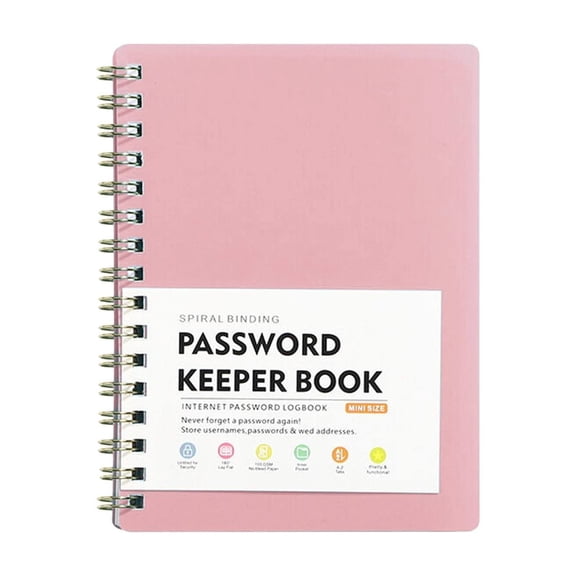 Password Keeper Book Small Pocket Password Keeper, Spiral Hardcover Internet Address Organizer Logbook with Alphabetical Tabs, Thickened Paper Smooth Writing for Home Office Use, 1Pc(Pink,5.7x4.3")