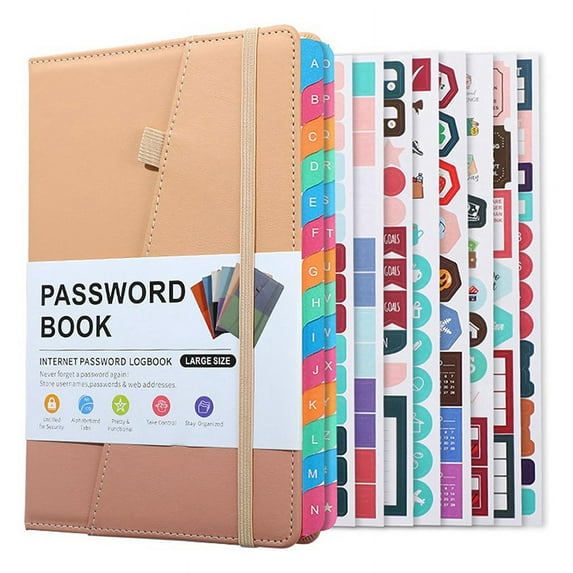 Password Keeper Book with Colorful Alphabetical Tabs and Two Bookmarks, for Seniors 8.4X5.9Inch, Internet Address D