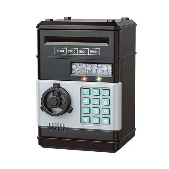 Password Key Lock Mini Electronic Safe Auto Bill Insert Piggy Bank for Kids Gift