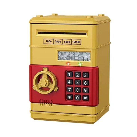 Password Key Lock Mini Electronic Safe Auto Bill Insert Piggy Bank for Kids Gift