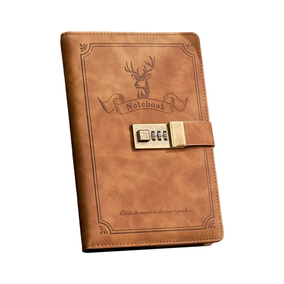 Password Lock Diary Notebook Hardcover PU Journal 200 Pages Lined Ribbon Bookmarks For Offices School Travel Daily Use