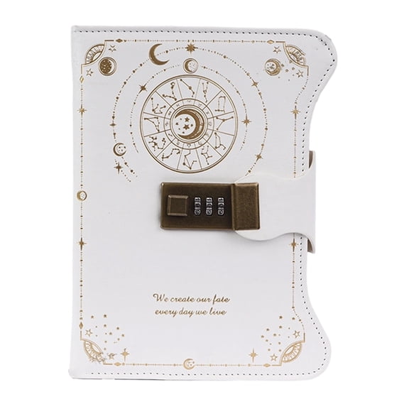 Password Lock Diary Notebook Hardcover PU Journal 360 Pages Lined Ribbon Bookmarks For Offices School Travel Daily Use