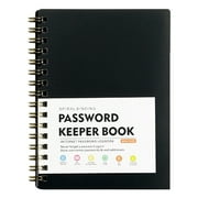 Password Notebook, Password Keeper Book, Password Books for Seniors, Durable Password Book with Alphabetical Tabs, Address Book, Password Journal, Medium Size, Spiral Bound, 1Pc(Black,5.7x4.2)