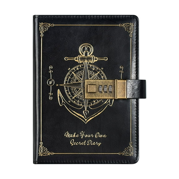 Password Notebook with Lock - High Security B6 Leather Diary for Notes and Thoughts