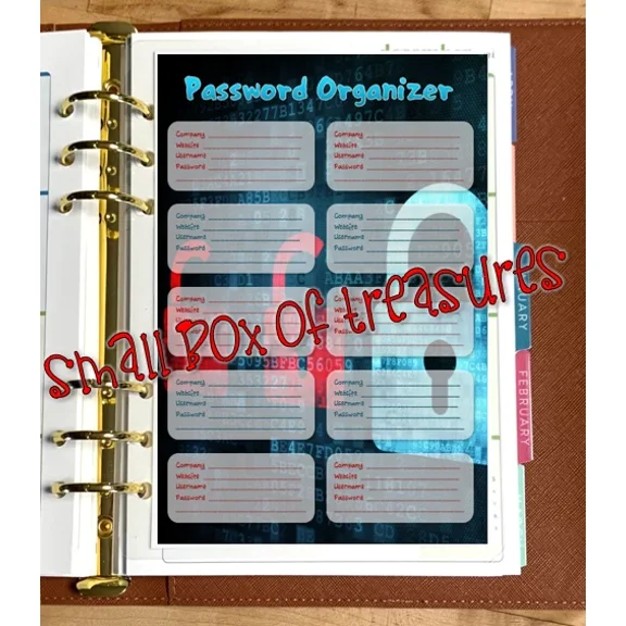 Password Organizer Dashboard 4 Use With Erin Condren A5 Ring Agenda