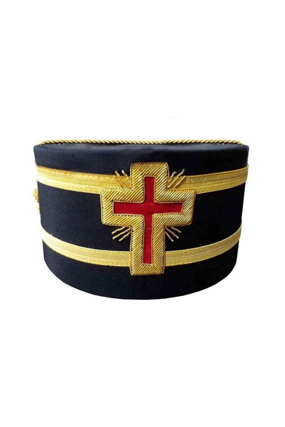 Past Commander Knights Templar Commandery Masonic Crown Cap - Black with Red Cross
