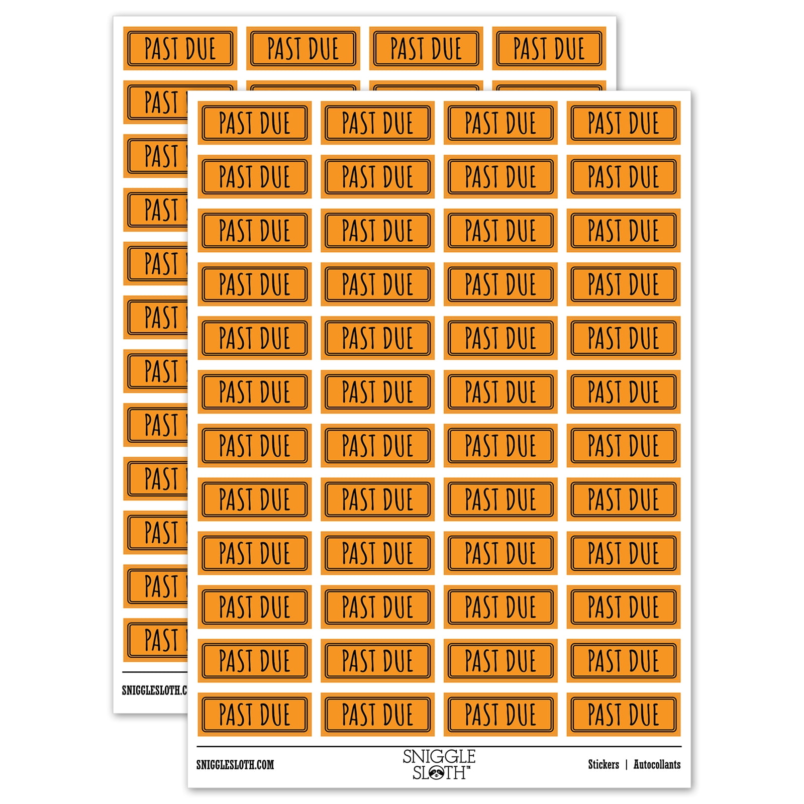 Past Due Double Line Border Billing Payment Sticker Set - Orange ...