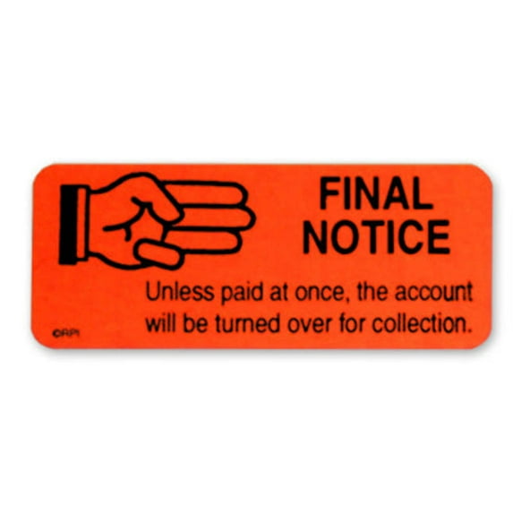 "Past Due Payment" Collection Labels - 1" x 2-1/4" - 250/Box