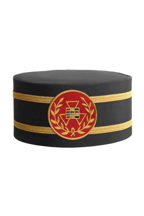 Past Grand High Priest Royal Arch Masonic Chapter Crown Cap - Black Rayon With Double Braid