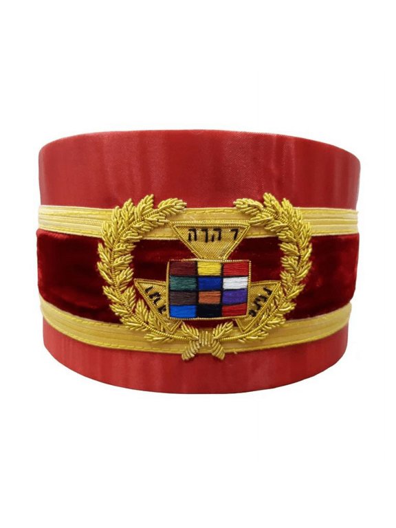 Past Grand High Priest Royal Arch Masonic Chapter Crown Cap - Red Bullion with Gold Braid and Cap Cord
