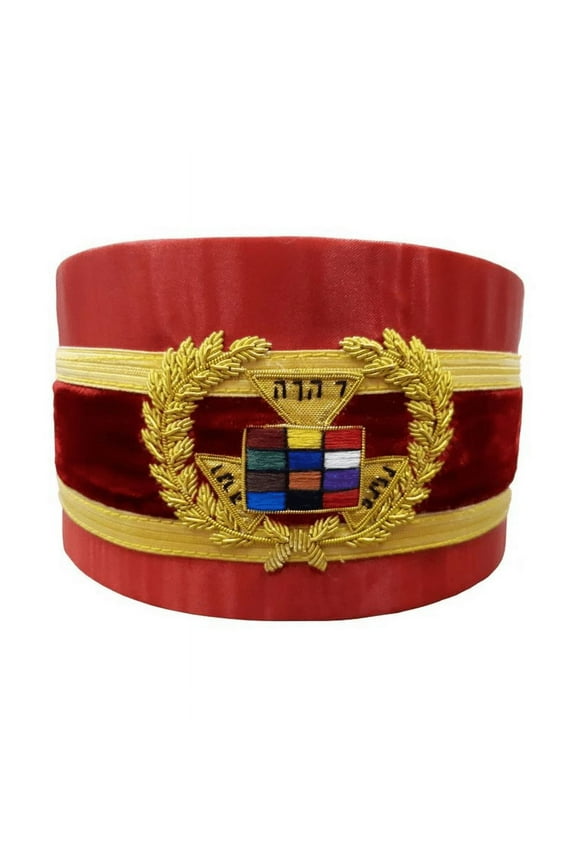 Past Grand High Priest Royal Arch Masonic Chapter Crown Cap - Red Bullion with Gold Braid and Cap Cord