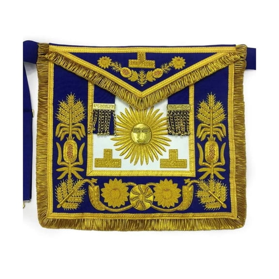 Past Grand Master Blue Lodge Apron - Blue with Gold Hand Embroidery – Core Plus Group