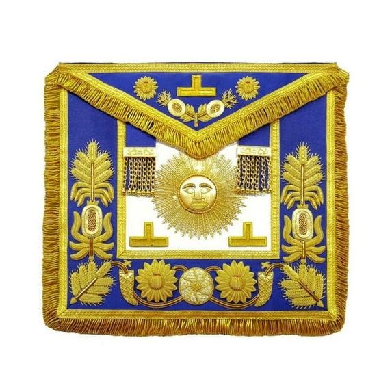 Past Grand Master Blue Lodge Apron - Exquisite Gold Hand Embroidery