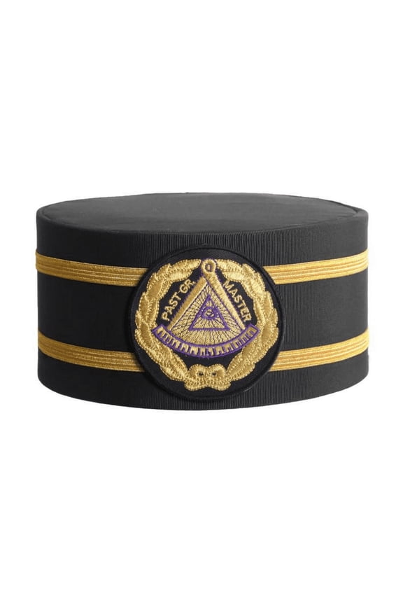 Past Grand Master Blue Lodge Crown Cap - Black Patch With Double Braid