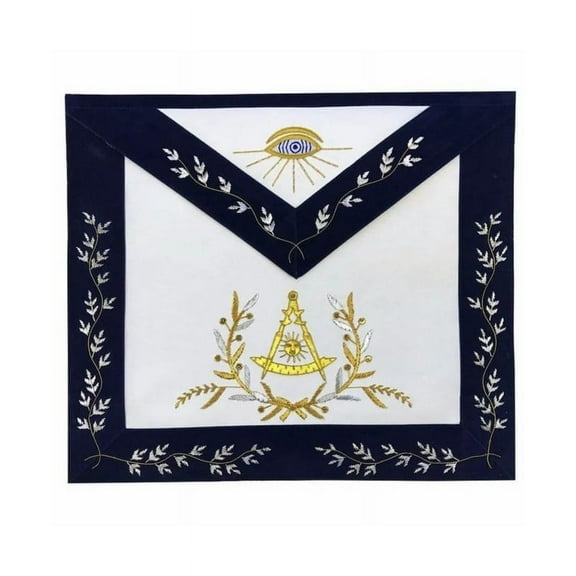 Past Master Blue Lodge Apron - Bullion Gold & Silver Hand Embroidery - Premium Masonic Regalia for Ceremonial Use