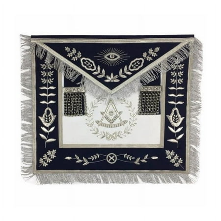 Past Master Blue Lodge Apron – Royal Navy Velvet with Hand Embroidery, Masonic Regalia with Adjustable Belt