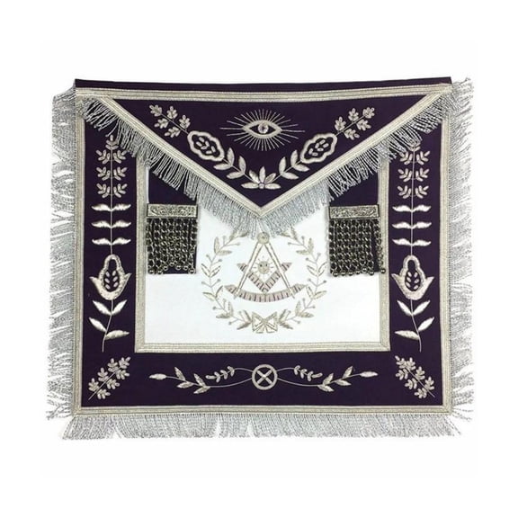 Past Master Blue Lodge Apron - Royal Purple Velvet Hand Embroidery - Elegant Masonic Regalia