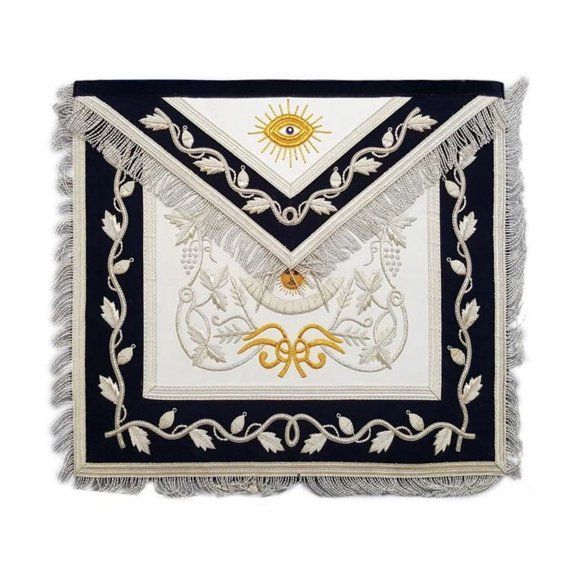 Past Master Blue Lodge Apron - Silver & Gold Hand Embroidery - Exquisite Masonic Regalia for Ceremonial Use