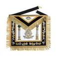 thumbnail image 1 of Past Master Blue Lodge California Regulation Apron - Black & Gold Hand Embroidery Bullion With Pillars - Distinguished Masonic Regalia, 1 of 5