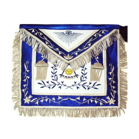 Past Master Blue Lodge California Regulation Apron – Blue Silk, Masonic Regalia with Adjustable Belt