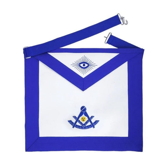 Past Master Blue Lodge California Regulation Apron - Royal Blue with Radiant Gold Sun Emblem
