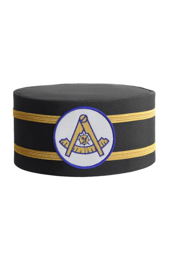Past Master Blue Lodge California Regulation Crown Cap - White Patch & Double Braid