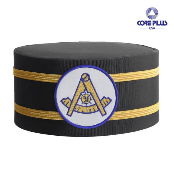 Past Master Blue Lodge California Regulation Crown Cap - White Patch & Double Braid
