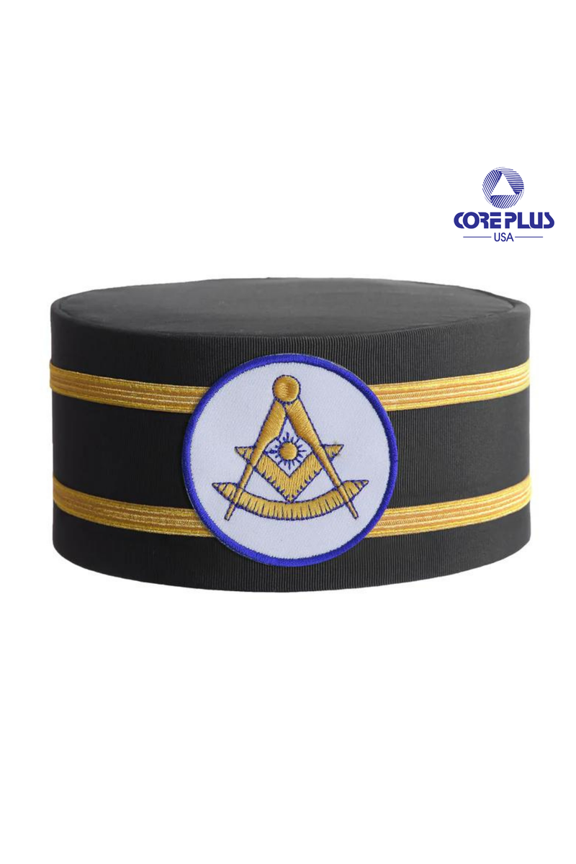 Past Master Blue Lodge California Regulation Crown Cap - White Patch With Double Braid