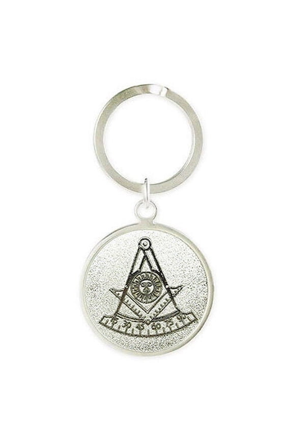 Past Master Freemason Keychain w/ Silver tone Compass and Square. Masonic Gifts.