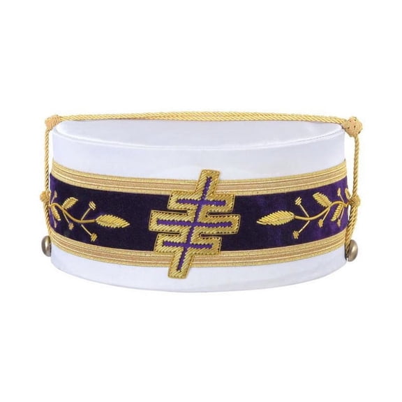 Past Most Eminent Grand Master Grand Encampment Knights Templar Commandery Crown Cap - Purple Velvet & White