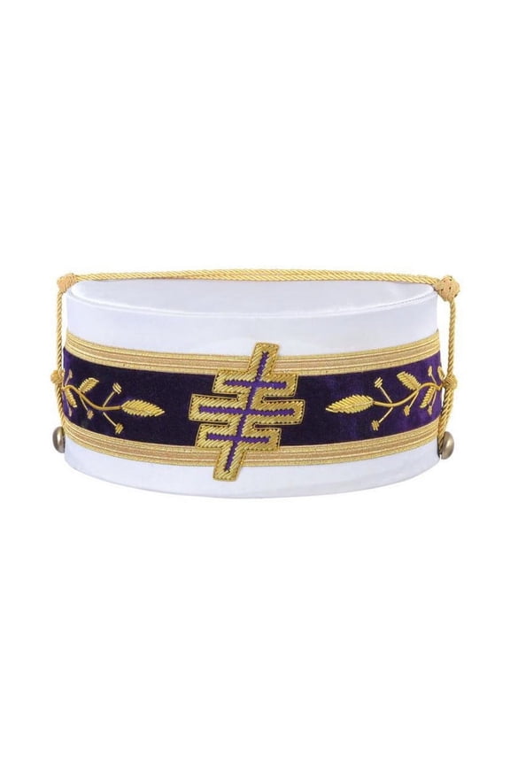 Past Most Eminent Grand Master Grand Encampment Knights Templar Commandery Crown Cap - Purple Velvet & White