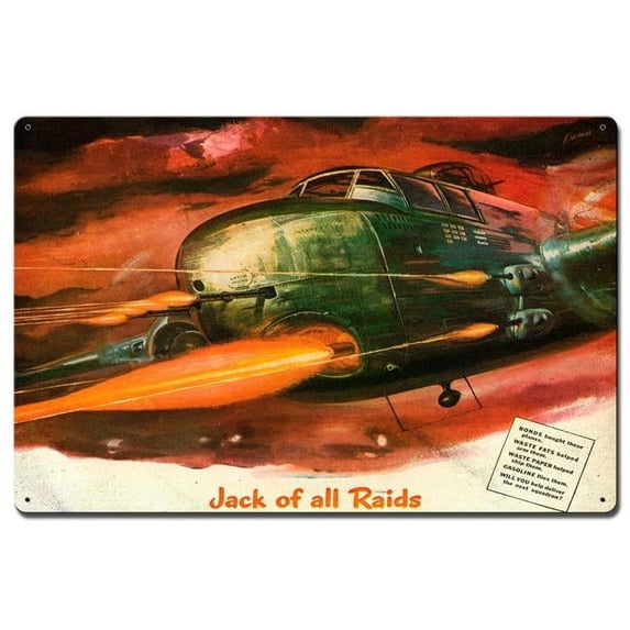 Past Time AMI008 24 x 16 in. Jack of All Raids Satin Sign
