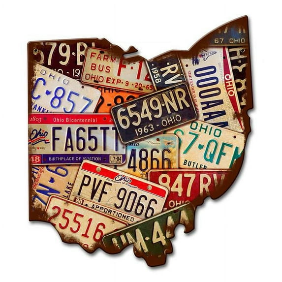 Past Time PS917 11 x 13 in. Ohio License Plates Plasma