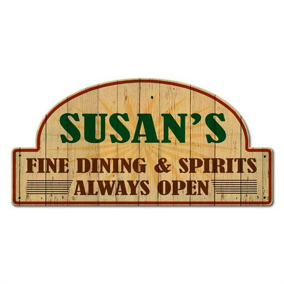 Past Time PS935 30 x 15 in. Fine Dining & Spirits Personalized Plasma Sign