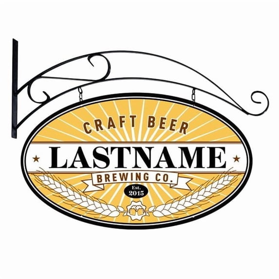 Past Time Signs 24 x 14 in. Craft Brewing Company Oval Metal Sign Personalized