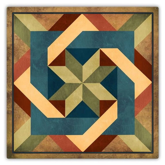 Past Time Signs AQP467 42 x 42 in. Box in Box Earthtones Vintage Metal Sign