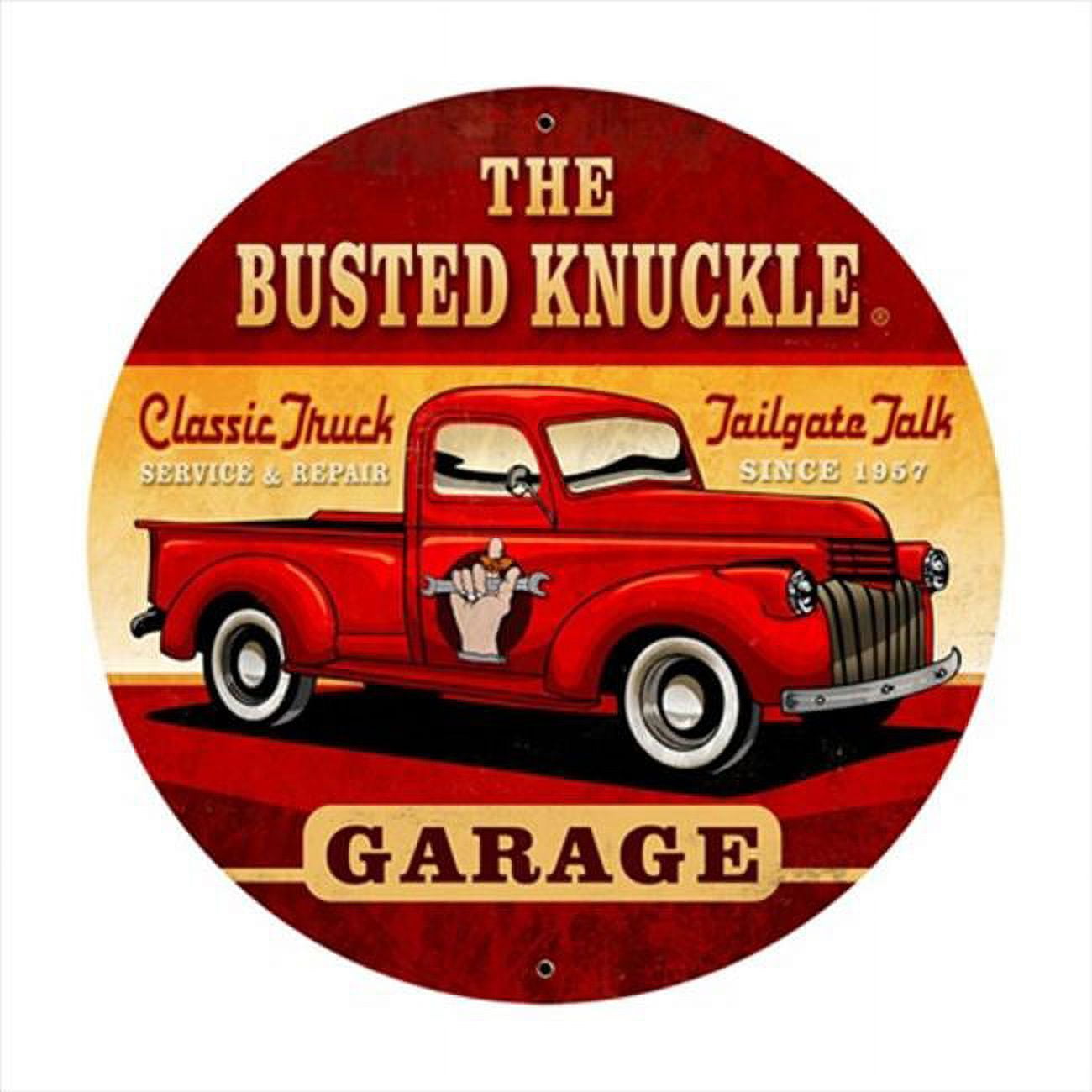 Past Time Signs BUST067 Old Truck Automotive Round Metal Sign - Walmart.com