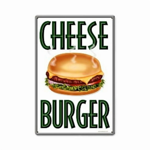 Past Time Signs Cheese Burger Food And Drink Metal Sign- 12 W X 18 H In.