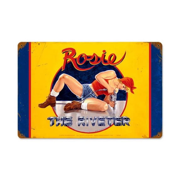 Past Time Signs HB005 American Beauties by Greg Hildebrandt Rosie The Riveter Vintage Metal Sign - 18 x 12 in.