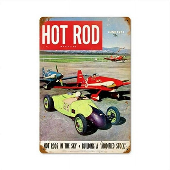 Past Time Signs HRM019 Hot Rods In The Sky Jun. 1951 Automotive Vintage Metal Sign