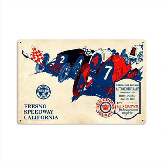 Past Time Signs JG071 Fresno Speedway Automotive Metal Sign