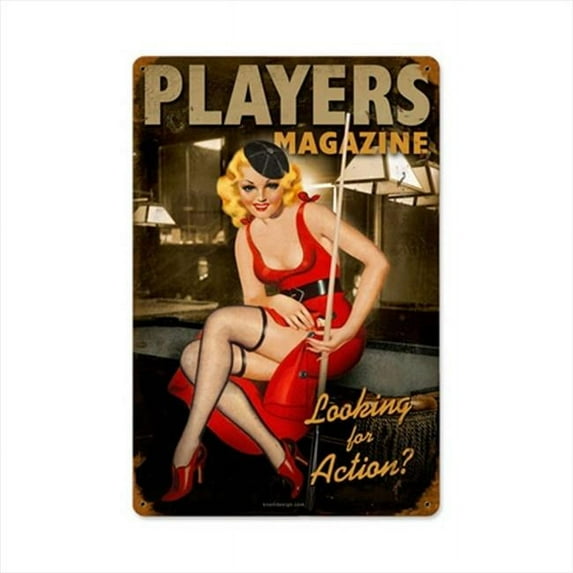 Past Time Signs KDN006 Player Pinup Sports and Recreation Vintage Metal Sign