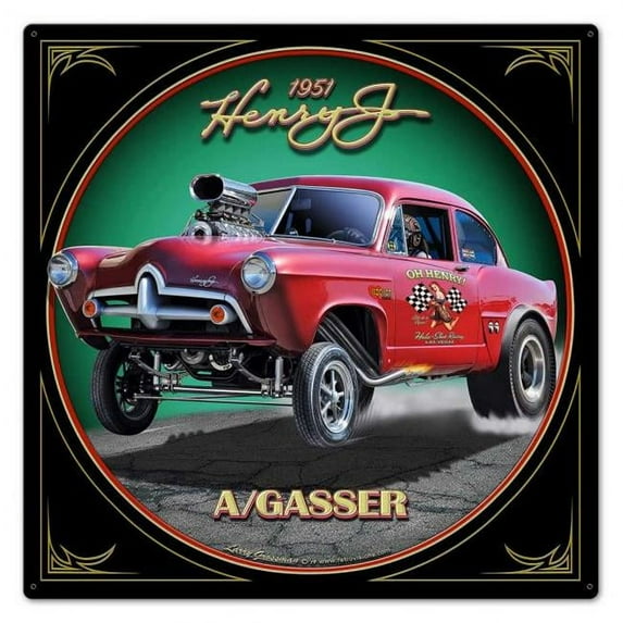 Past Time Signs LGB480 24 x 24 in. 1951 Henry J Gasser Vintage Sign