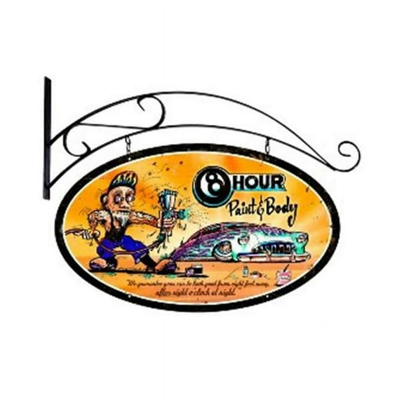 Past Time Signs MLK041 8 Hour Paint Automotive Double Sided Oval Metal Sign With Wall Mount