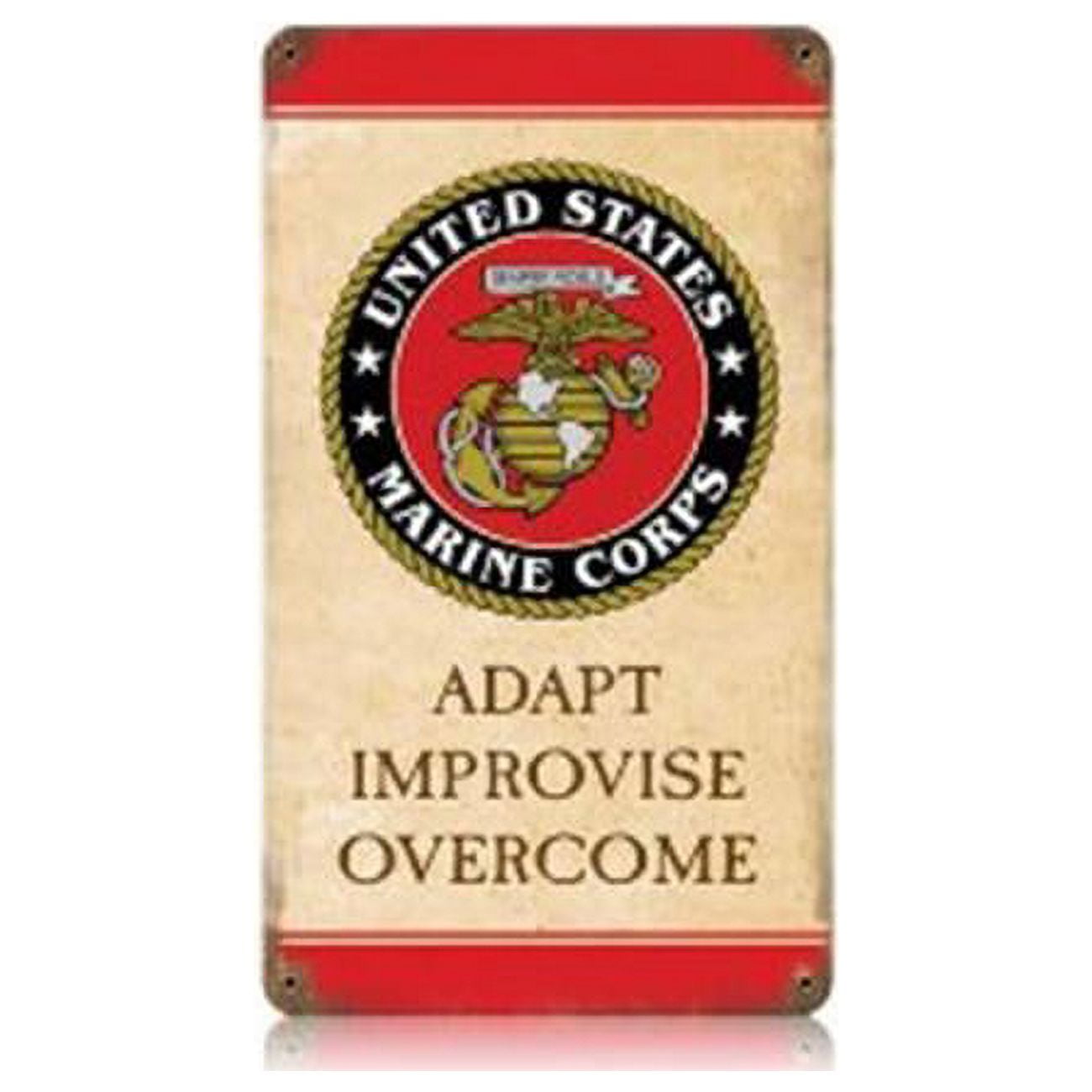 Past Time Signs Marine Adapt Overcome Allied Military Vintage Metal ...