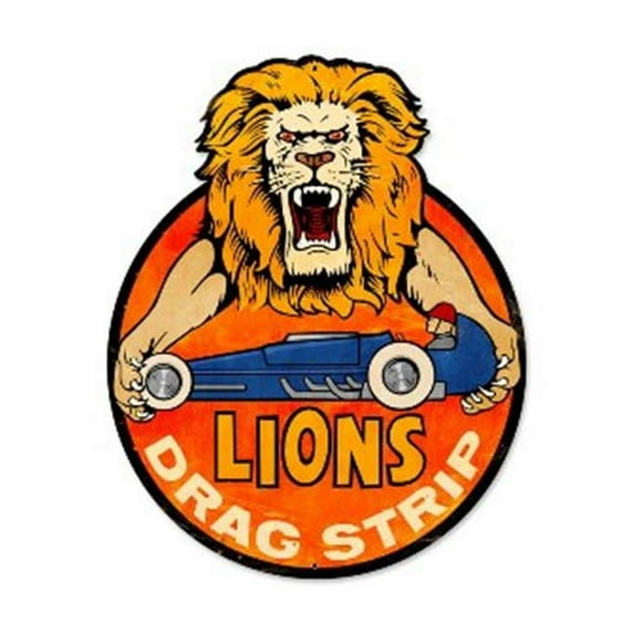 Past Time Signs PS092 Lions Drag Strip Automotive Custom Metal Shape - 7 lbs.