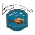 thumbnail image 1 of Past Time Signs PS163 Just For The Halibut Bar And Alcohol Double Sided Custom Metal Shape With Wall Mount, 1 of 1