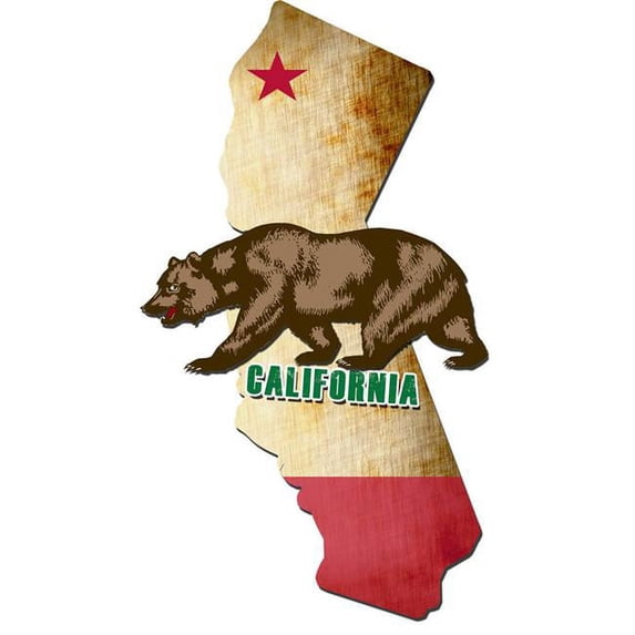 Past Time Signs PS409 32 x 18 in. 3-D California Bear Plasma Metal Sign 3D